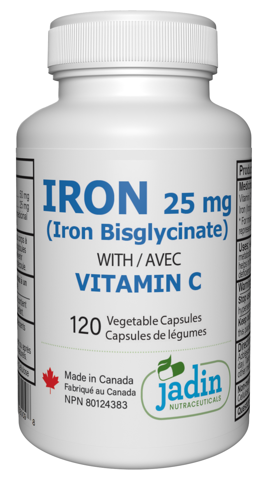 Iron Bisglycinate 25 mg with Vitamin C – 120 Vegetable Capsules