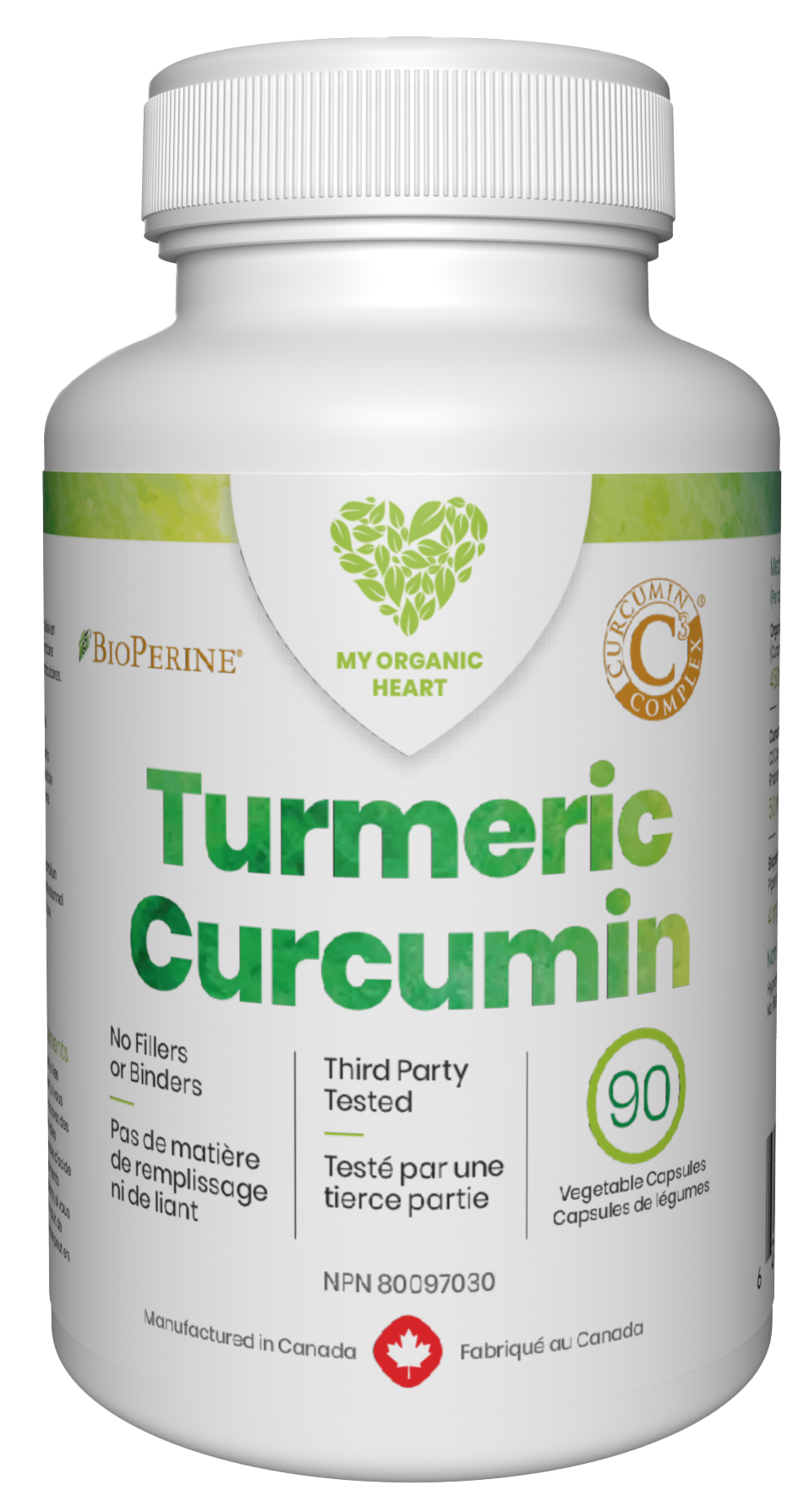Organic TURMERIC + CURCUMIN (C3 Complex) + BLACK PEPPER (BioPerine) – 90 Vegetable Capsules