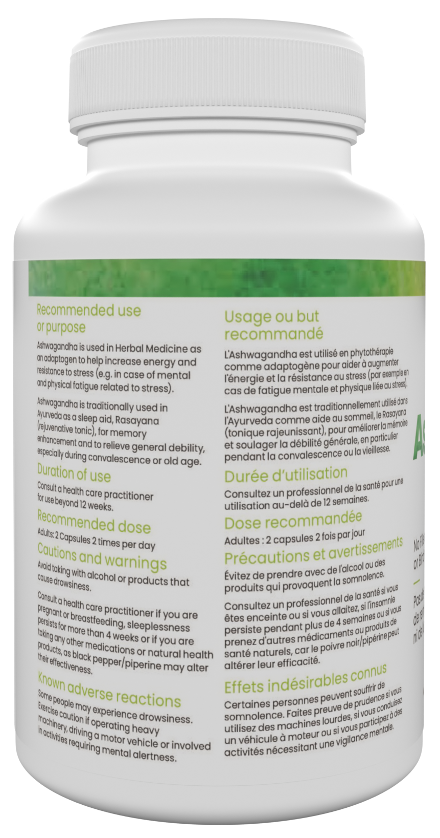 Organic ASHWAGANDHA + BLACK PEPPER (BioPerine) – 120 Vegetable Capsules