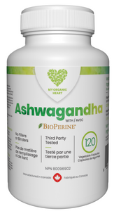 Organic ASHWAGANDHA + BLACK PEPPER (BioPerine) – 120 Vegetable Capsules