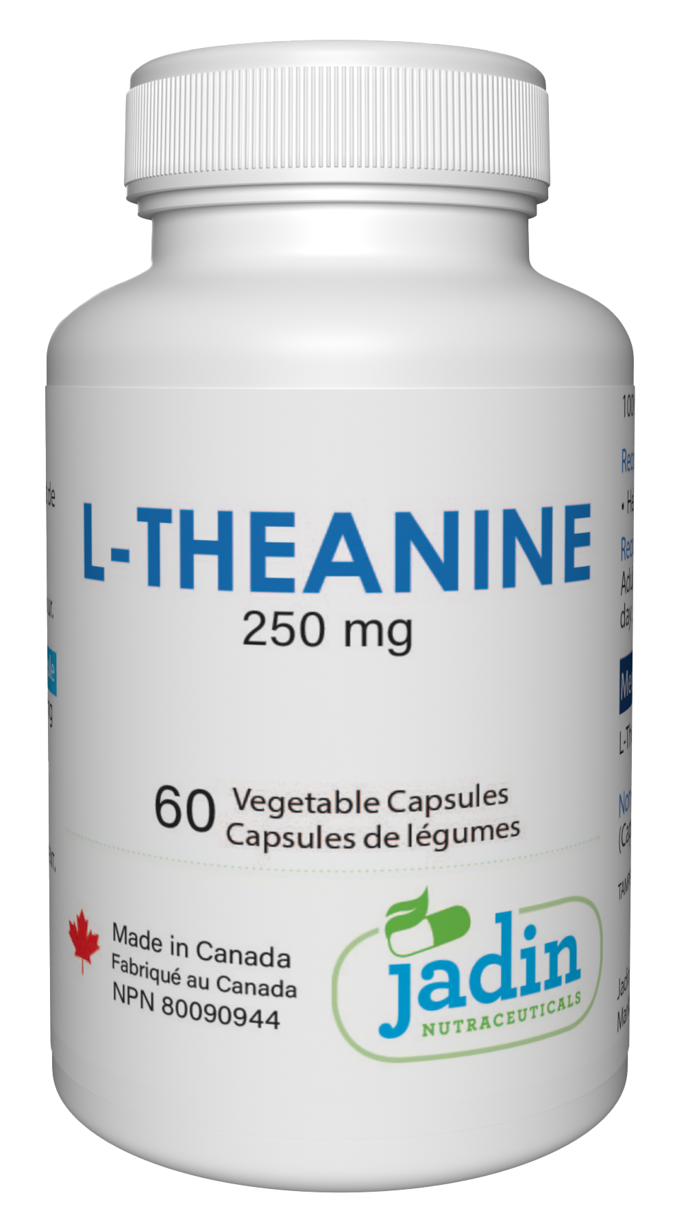 L-THEANINE 250 mg – Pure – No Fillers – 60 Vegetable Capsules