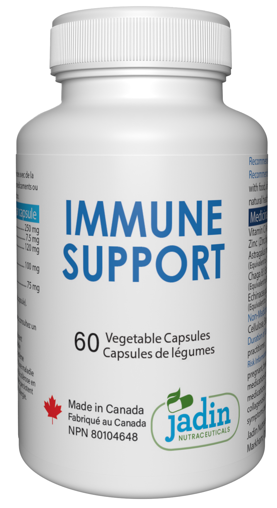 IMMUNE SUPPORT – 5 in 1 Premium Supplement – Vitamin C, Zinc, Chaga Mushroom, Astragalus & Echinacea – 60 Vegetable Capsules
