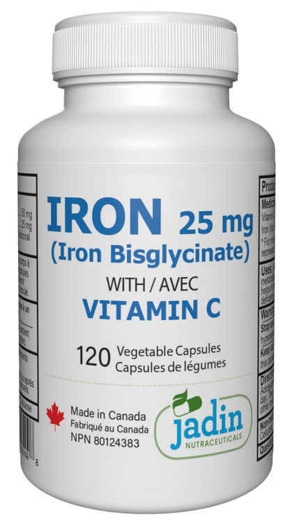 Iron Bisglycinate 25 mg with Vitamin C – 120 Vegetable Capsules