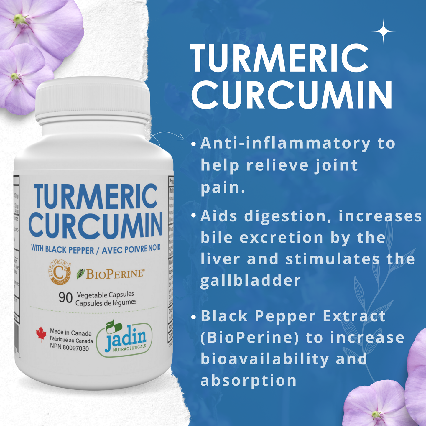 Organic TURMERIC + CURCUMIN (C3 Complex) + BLACK PEPPER (BioPerine) – 90 Vegetable Capsules