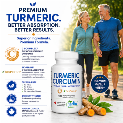 Turmeric + Curcumin (C3 Complex) + Black Pepper (BioPerine) – 90 Vegetable Capsules