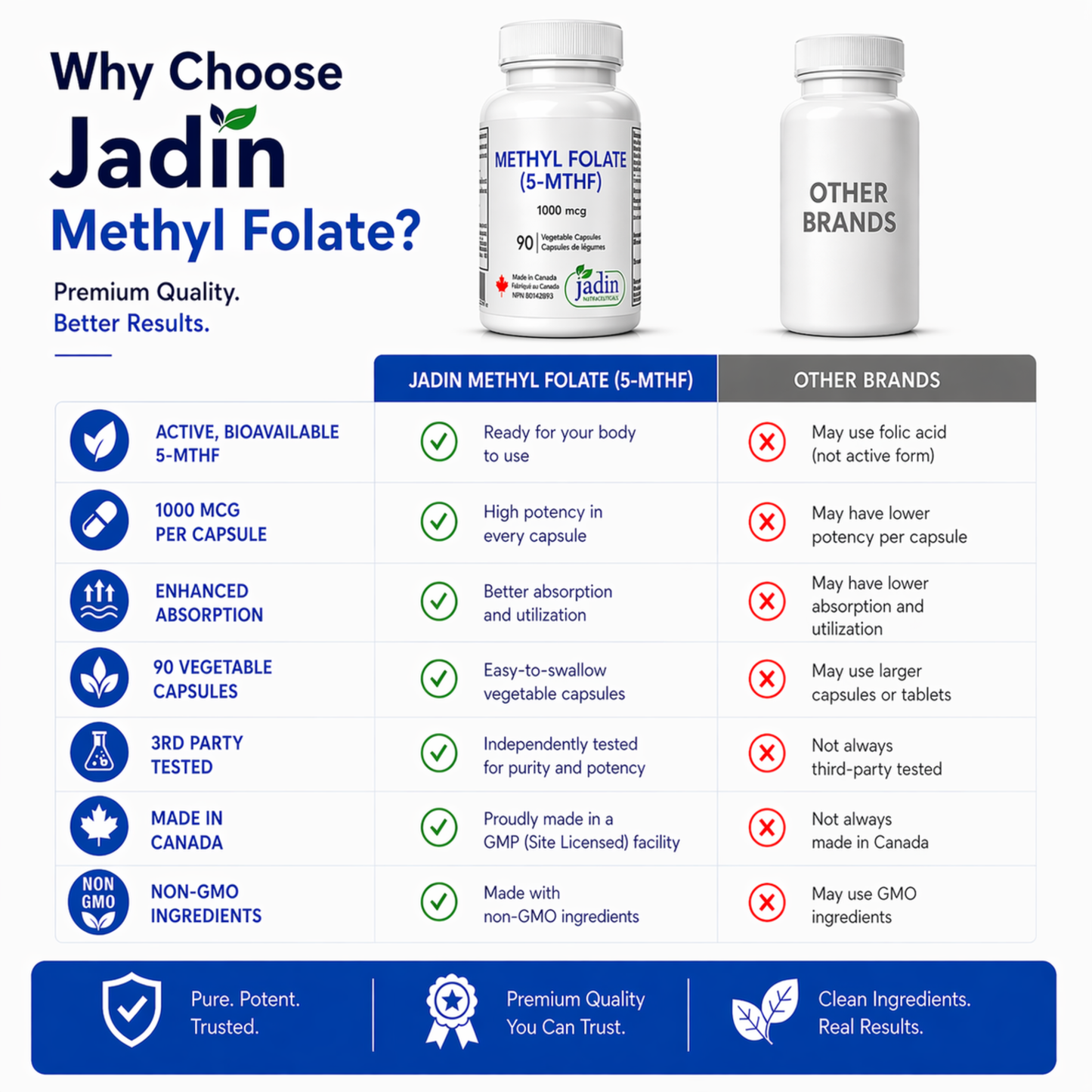 Methyl Folate (5-MTHF) 1000 mcg - 90 Vegetable Capsules
