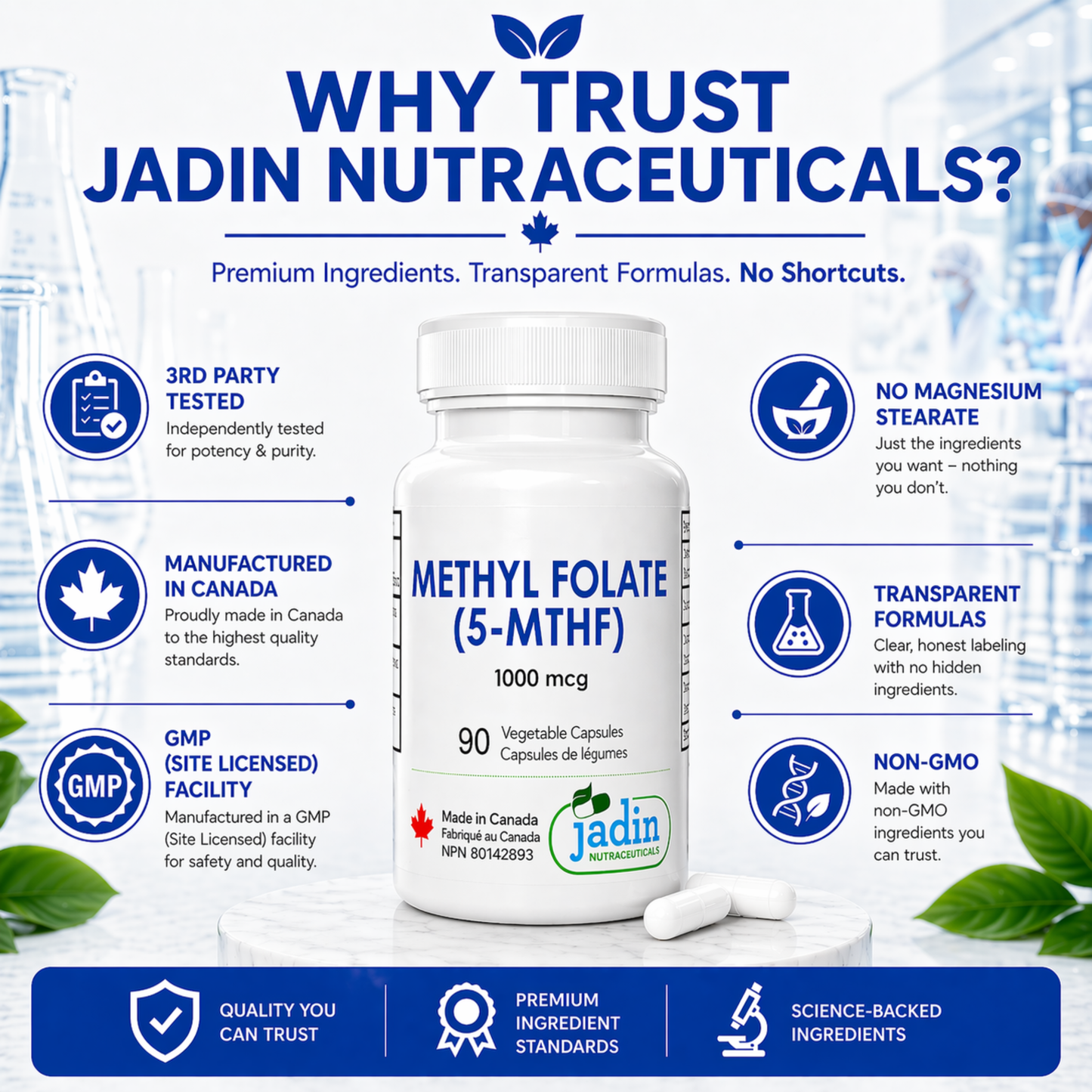 Methyl Folate (5-MTHF) 1000 mcg - 90 Vegetable Capsules
