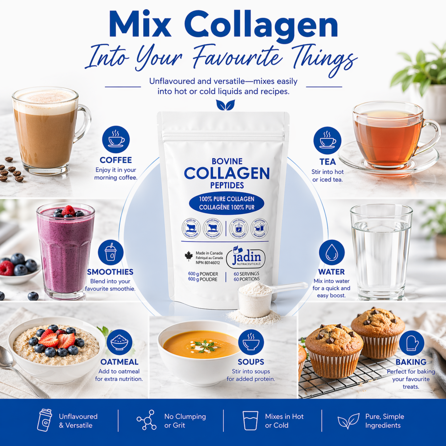 Hydrolyzed Bovine Collagen Peptides Powder 600 g (60 Servings) - 100% Pure Collagen
