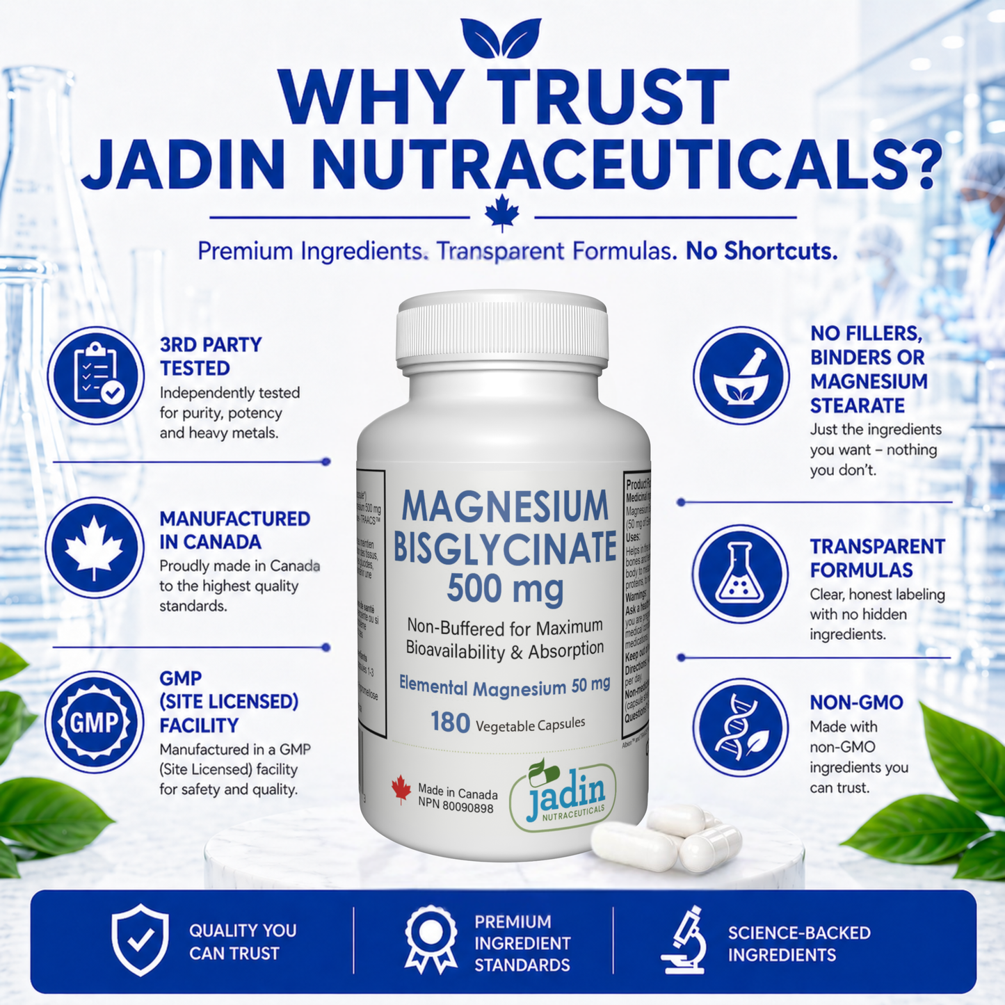Magnesium Bisglycinate 500 mg (Albion TRAACS®) – 100% Pure – Non-Buffered