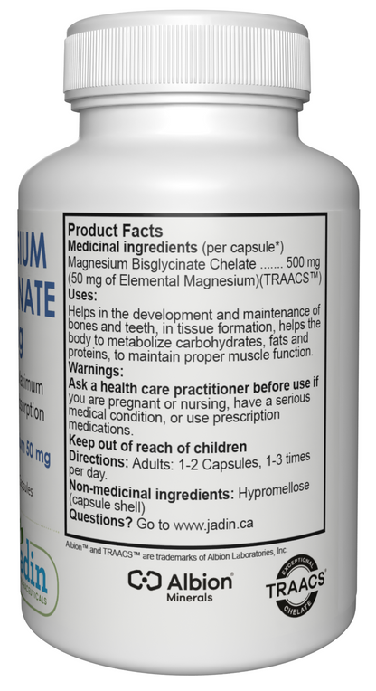 Magnesium Bisglycinate 500 mg (Albion TRAACS®) – 100% Pure – Non-Buffered