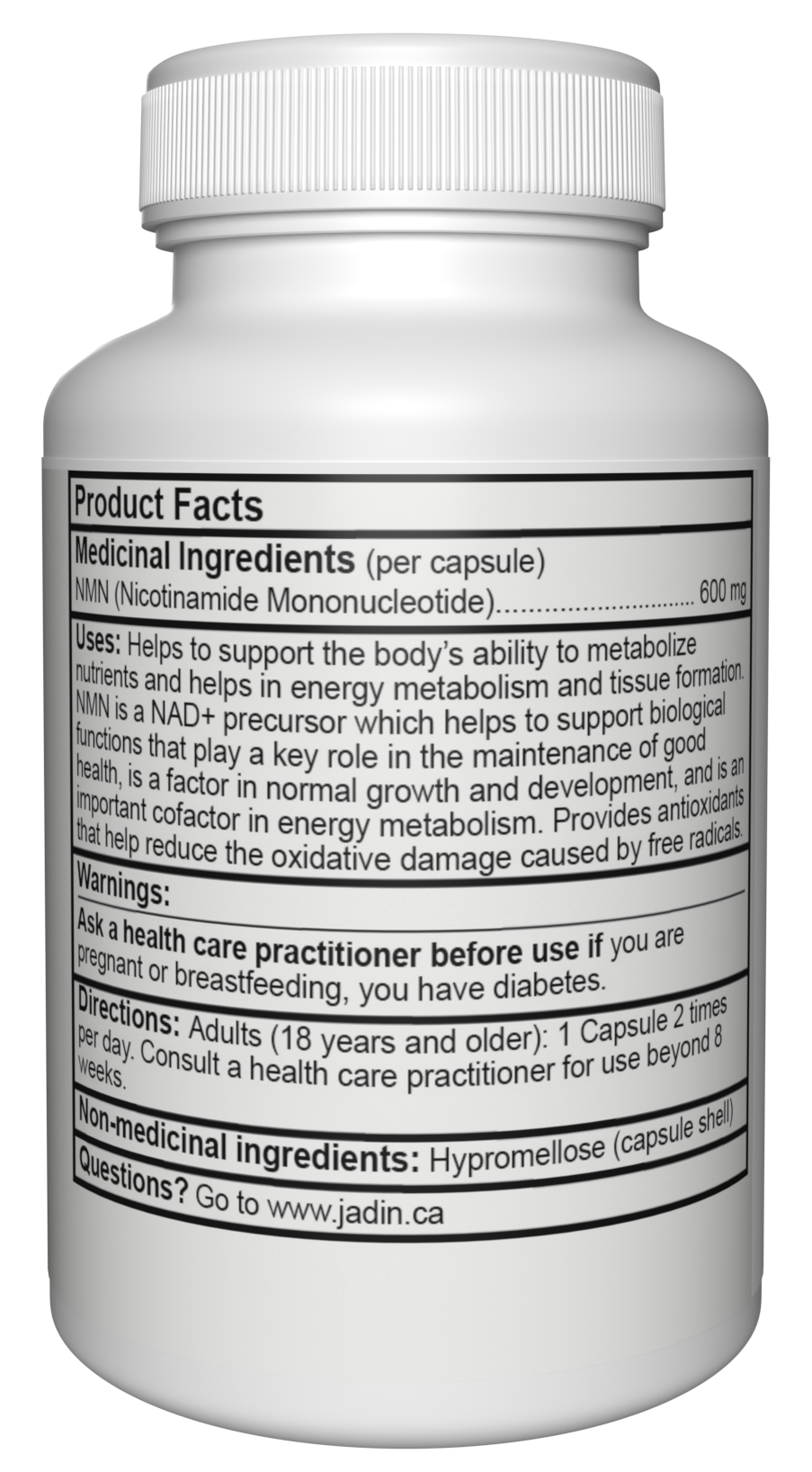 NMN Supplement 600 mg - 120 Vegetable Capsules