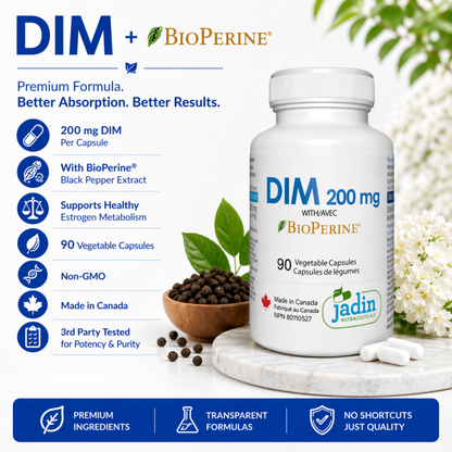 DIM 200 mg + BLACK PEPPER (BioPerine) 90 Vegetable Capsules - Estrogen Support