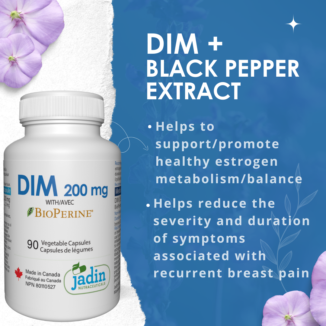 DIM 200 mg + BLACK PEPPER (BioPerine) 90 Vegetable Capsules - Estrogen Support