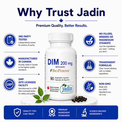 DIM 200 mg + BLACK PEPPER (BioPerine) 90 Vegetable Capsules - Estrogen Support