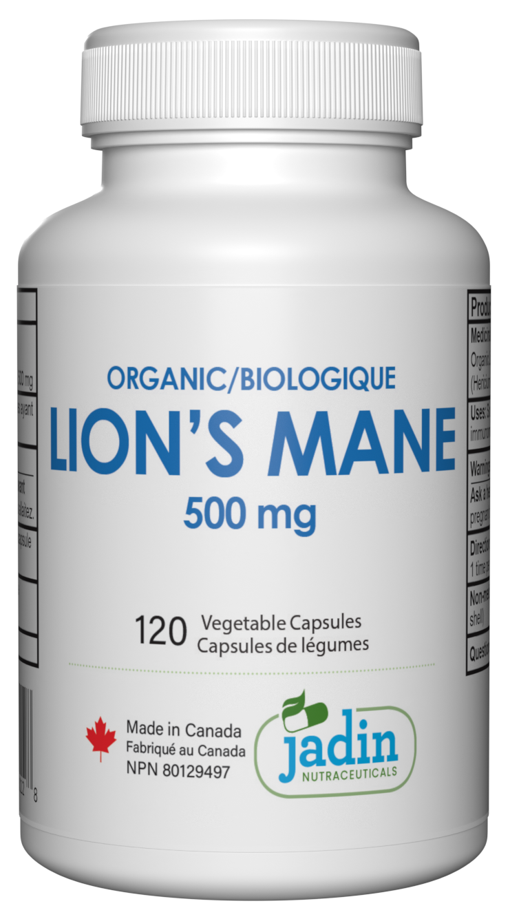 Organic Lion's Mane Mushroom 500 mg - 120 Vegetable Capsules