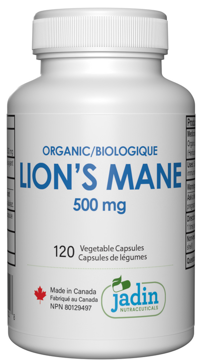 Organic Lion's Mane Mushroom 500 mg - 120 Vegetable Capsules