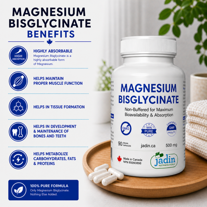 magnesium bisglycinate highly absorbable helps maintain proper muscle function tissue formation development and maintenance of bones and teeth metabolize carbohydrates fats and proteins