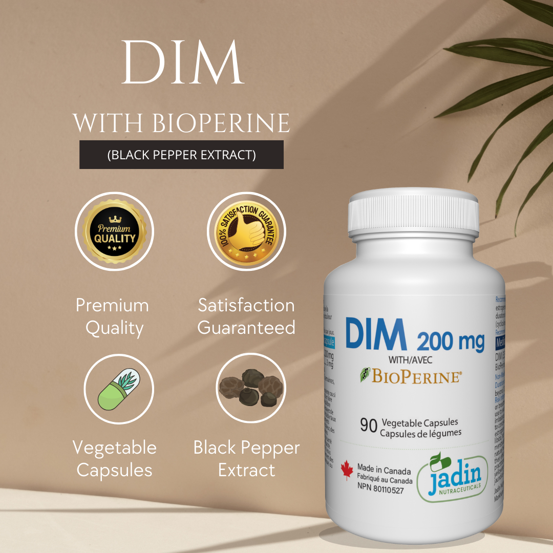 DIM 200 mg + BLACK PEPPER (BioPerine) 90 Vegetable Capsules - Estrogen Support