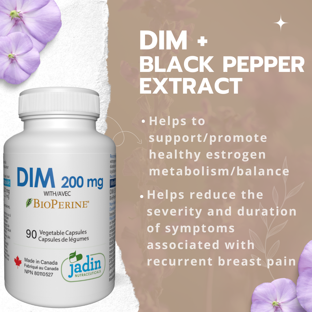 DIM 200 mg + BLACK PEPPER (BioPerine) 90 Vegetable Capsules - Estrogen Support