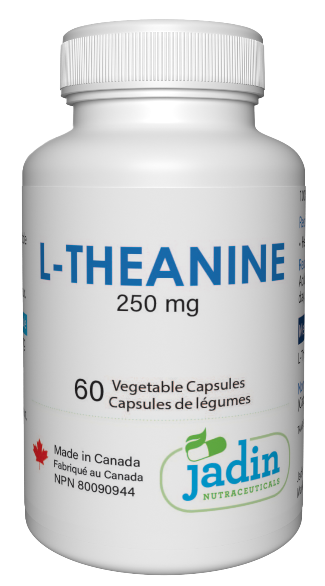 L-THEANINE 250 mg – Pure – No Fillers – 60 Vegetable Capsules